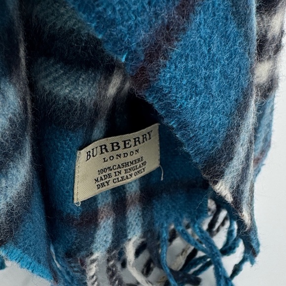 Burberry Teal and Charcoal Cashmere Scarf - Picture 2 of 4